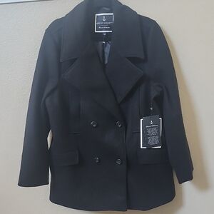 Black Double-Breasted Peacoat